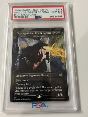 2020 MTG MAGIC GATHERING SPACE GODZILLA DEATH CORONA IKO SHOWCASE #373 PSA 10 GM-image