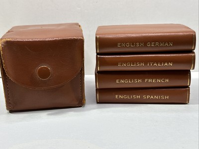 Vintage Burgess/Bowes Midget Translation Dictionaries 4 Leatherette Mini Books-image