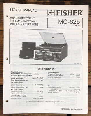 Fisher MC-625 Stereo  Service Manual *Original*-image