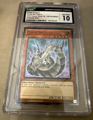Yugioh Cyber Dragon OP16-EN001 Ultimate Rare OTS Tournament Pack Gem Mint CGC 10-image