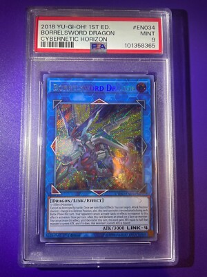 2018 Yu-Gi-Oh 1st Edition Borrelsword Dragon #EN034 CYBERNETIC HORIZON PSA 9-image