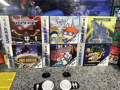 6 GBC Manuals: Tony Hawk, NFL Blitz, Rugrats, 102 Dalmatians, Godzilla, Rampage-image