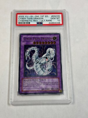 YUGIOH PSA 10 Cyber Twin Dragon CRV-EN035 Ultimate Rare 1st Edition-image