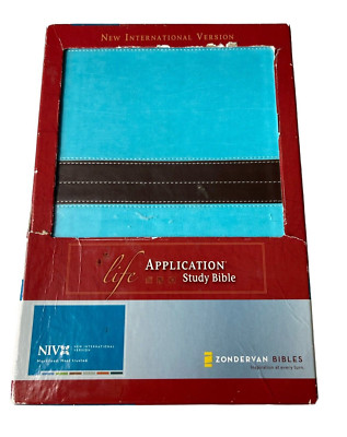 NIV Life Application Study Bible Italian Duo-Tone Blue 2005 By Zondervan-image