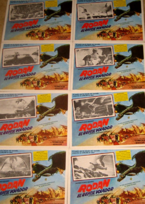 RODAN  -  GODZILLA RELATED / COMPLETE MEXICAN  LOBBY CARD SET !-image