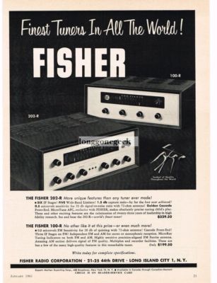 1961 Fisher 202-R, 100-R FM Stereo Tuner Hi-Fi Vintage Print Ad -image