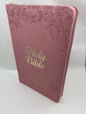 KJV Holy Bible, Standard Size Faux Leather Red Thumb Index and Zippere Pin 9poin-image
