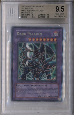 2003 Yu-Gi-Oh Magician's Force 1st Edition Dark Paladin Misprint BGS 9.5-image