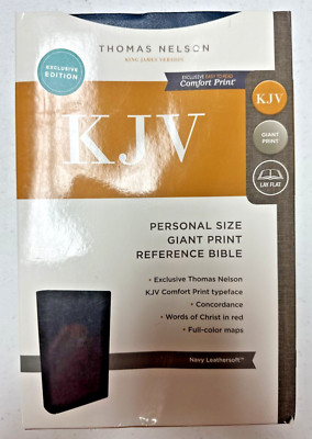 KJV Reference Bible Zondervan Giant Print Red Letter NEW Navy Leathersoft 2017-image