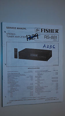Fisher rs-881 service manual original repair book stereo tuner amp radio-image