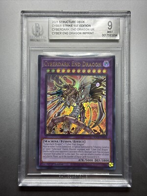 1x YuGiOh BGS 9 Cyberdark End Dragon SDCS-EN044 Ultra Rare Imprint Misprint-image