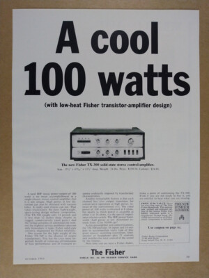 1964 Fisher TX-300 Stereo Control-Amplifier vintage print Ad-image