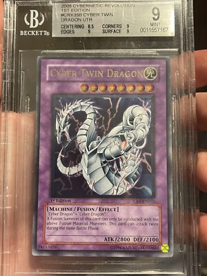 Yugioh Cyber Twin Dragon CRV-EN035 Ultimate Rare 1st Edition Beckett 9 Mint-image