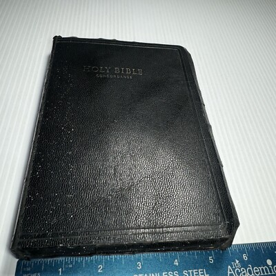 Holy Bible World 1963 KJV Red Letter Edition Genuine Leather Concordance Vtg-image