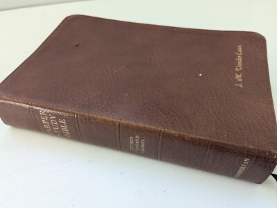 Harper Study Bible Revised Standard Version Zondervan Tan Leather 1971 Lindsell-image