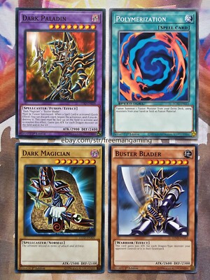 Yugioh Set 4 card Dark Paladin Dark Magician Buster Blader Polymerization NM-image