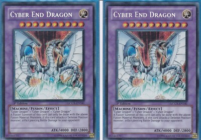 Yu-Gi-Oh! 2x Cyber End Dragon LCGX-EN181 1st Edition Secret Rare NEAR MINT!! -image