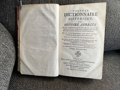 Antique 1779 NOUVEAU Historique Ou Histoire Abregee French Dictionary-image