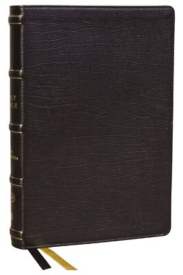KJV, Center-Column Reference Bible with Apocrypha Genuine Leather, Black .. NEW-image