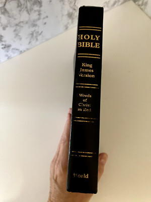 HOLY BIBLE KJV Red Letter 1989 Dictionary Study Helps Red Letter World #220DN-image