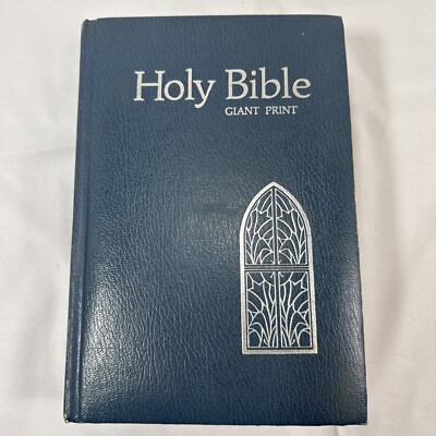 Holy Bible GIANT PRINT Reference Edition BLUE 1976 Regency Red Letter Christ-image