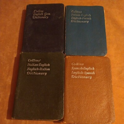 lot of 4 Vtg Collins Dictionaries Spanish,English, Italian, French-image