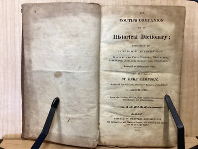 1813 The Youth's Companion, or an Historical Dictionary by Ezra Sampson-image