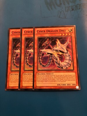 YUGIOH 3x Super Rare Cyber Dragon Drei SDCR-EN002-image