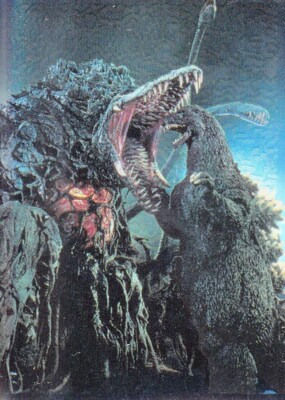 GODZILLA CHROMIUM 1996 PARALLEL HOLOCHROME STICKER # 37 JAWS OF DEATH-image