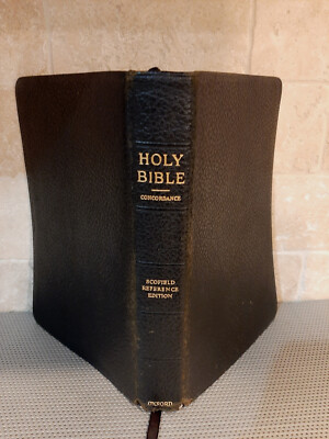 HOLY BIBLE Scofield Reference Edition Oxford Black Leather, Vintage 1945-image