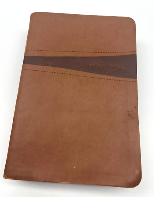 Holy BIBLE KJV LARGE PRINT Reference Brown Leather Nelson Red Words HIGHLIGHTS-image