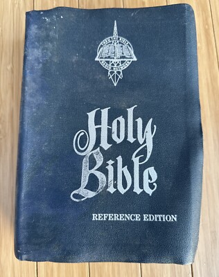 Holy Bible KJV Reference Edition Thru the Bible Radio 1976 Blue Leather *READ***-image