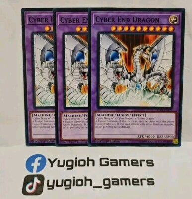 YUGIOH CYBER END DRAGON X3 COMMON LIGHT  PLAYED -image