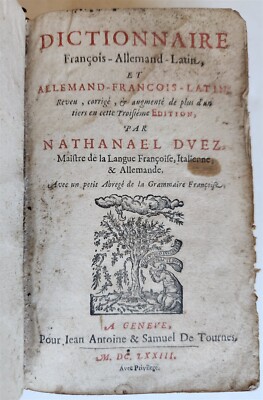 1673 FRENCH GERMAN LATIN DICTIONARY antique 17th CENTURY-image
