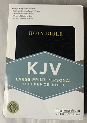 KJV Leathersoft Navy Large Print Bible Personal Size Reference Bible-image