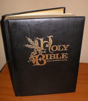 Vintage 1971 HOLY BIBLE Family Reference  RED Letter Edition Leather KJV Nelson-image