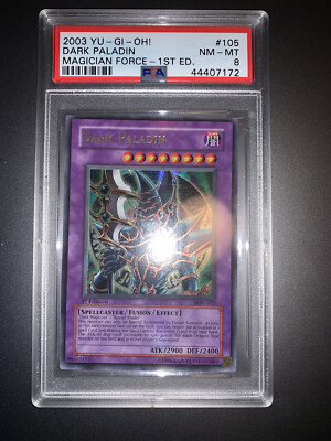 2003 Yugioh Magician's Force DARK PALADIN MFC-105 1st Edition Ultra Rare PSA 8!-image