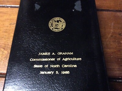 **SIGNED** 851C Black Genuine Leather KJV SIGNED by NC Governor James G. Martin-image