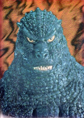 GODZILLA CHROMIUM 1996 JPP/AMADA PARALLEL HOLOCHROME STICKER # 2 GODZILLA REIGNS-image