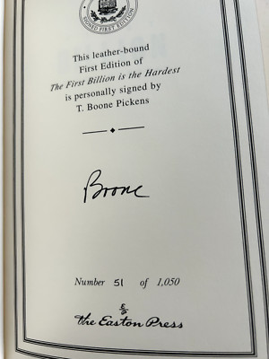 THE FIRST BILLION IS THE HARDEST by T. Boone Pickens SIGNED 1st Ed. w/ COA-image