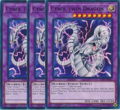 Yugioh - Cyber Twin Dragon x 3 - 1st Edition NM - Free Holographic Card-image