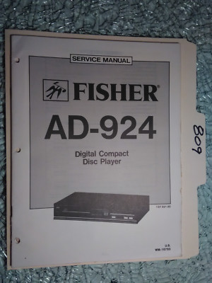 Fisher ad-924 service manual original repair book stereo cd player! -image