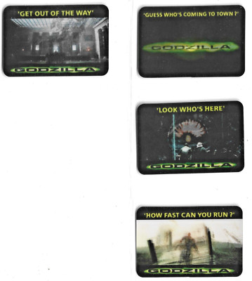 GODZILLA 4 CARD LENTICULAR 3D SET NESTLE ROWNTREE'S PRODUCT INSERTS 1998 MINT-image