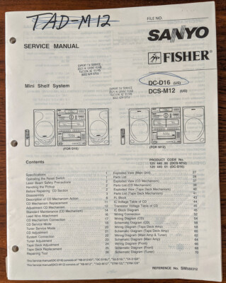 *Original* Sanyo / Fisher DC-D16 DCS-M12 Stereo Service Manual #1-image