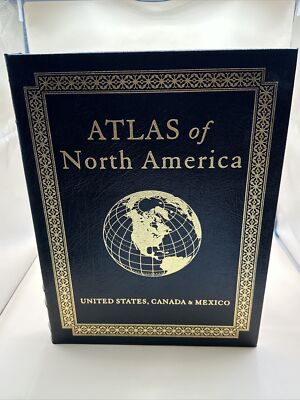 Atlas of North America EASTON PRESS Leather Gold Gilt USA Mexico Canada Maps-image