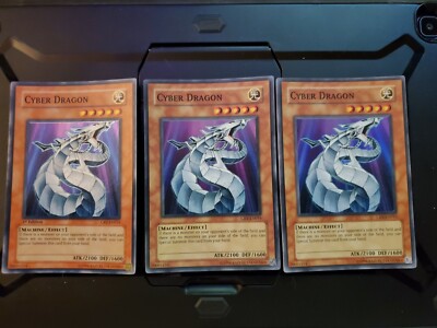 Yugioh Card set of 3 1st Edition Super Rare Cyber Dragon CRV-EN015-image