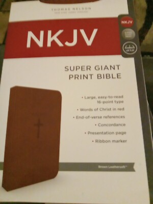 Super Giant Print Bible NKJV Imitation Leather Largest Print 16 pt Type Brown-image