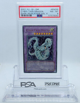 2007 YUGIOH DR04-EN035 CYBER TWIN DRAGON ULTRA RARE HOLO PSA 8 NM-MT #57579043-image