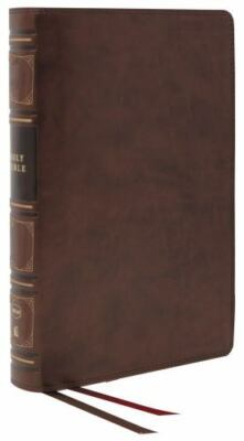 NKJV, Thinline Reference Bible, Genuine Leather, Brown, Red Letter, Thumb Index-image