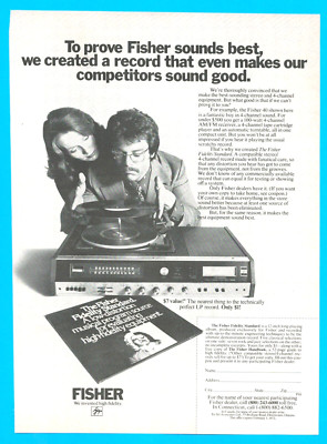 1972 FISHER 4 Channel Stereo Receiver vintage PRINT AD record player 100 watt-image